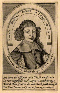 An engraving of Francis Hawkins as a child, by John Payne
